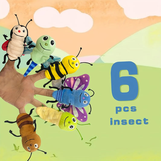 6pcs Insect Finger Puppet Set, Mini Hand Puppets Suitable for Kids, Cute Animal for Role-Playing And Storytelling, Realistic Finger Puppet for Toddlers