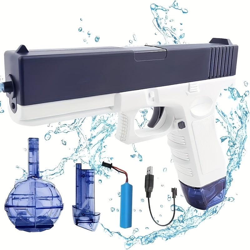 Pink/blue High-capacity Automatic Water Gun - A Long-range, Durable Toy with Dual Magazines And An Ergonomic Grip, Perfect for Summer Swimming Pools And Outdoor Entertainment, A Toy Gun