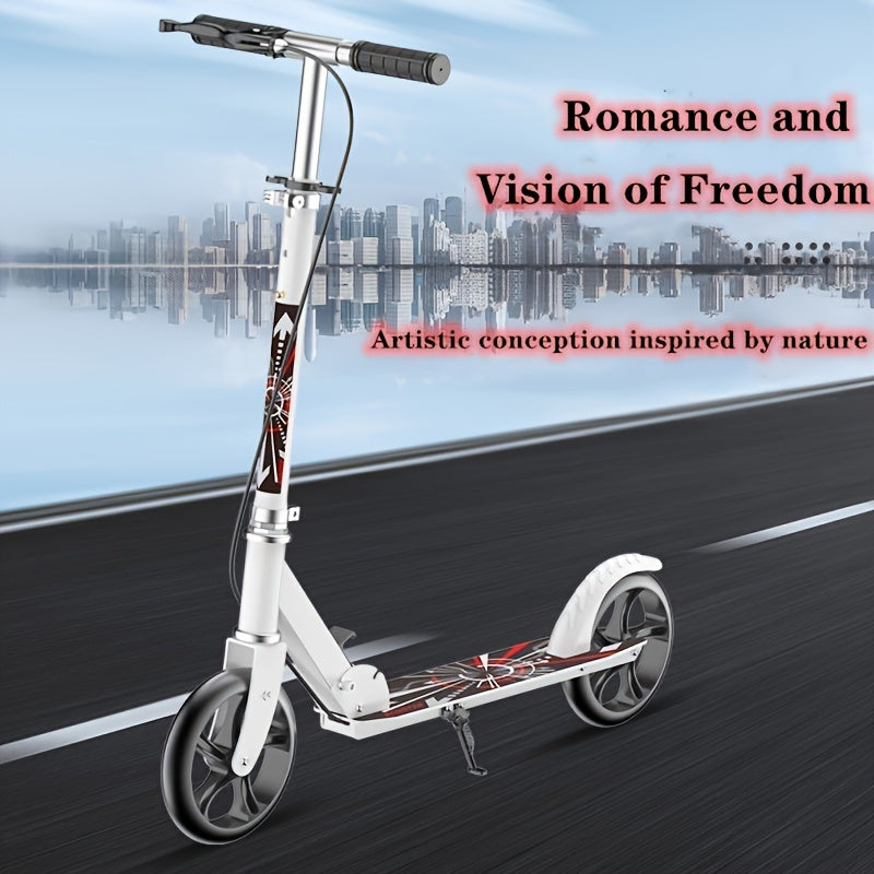 2026 Double Brake Foldable Adjustable Height (4 Gears) Lightweight Maximum Load Capacity Of 220LB 2-wheel Commuting Scooter Adult And Youth Game Day Fan Gear for All Football Fans Halloween Christmas Gift