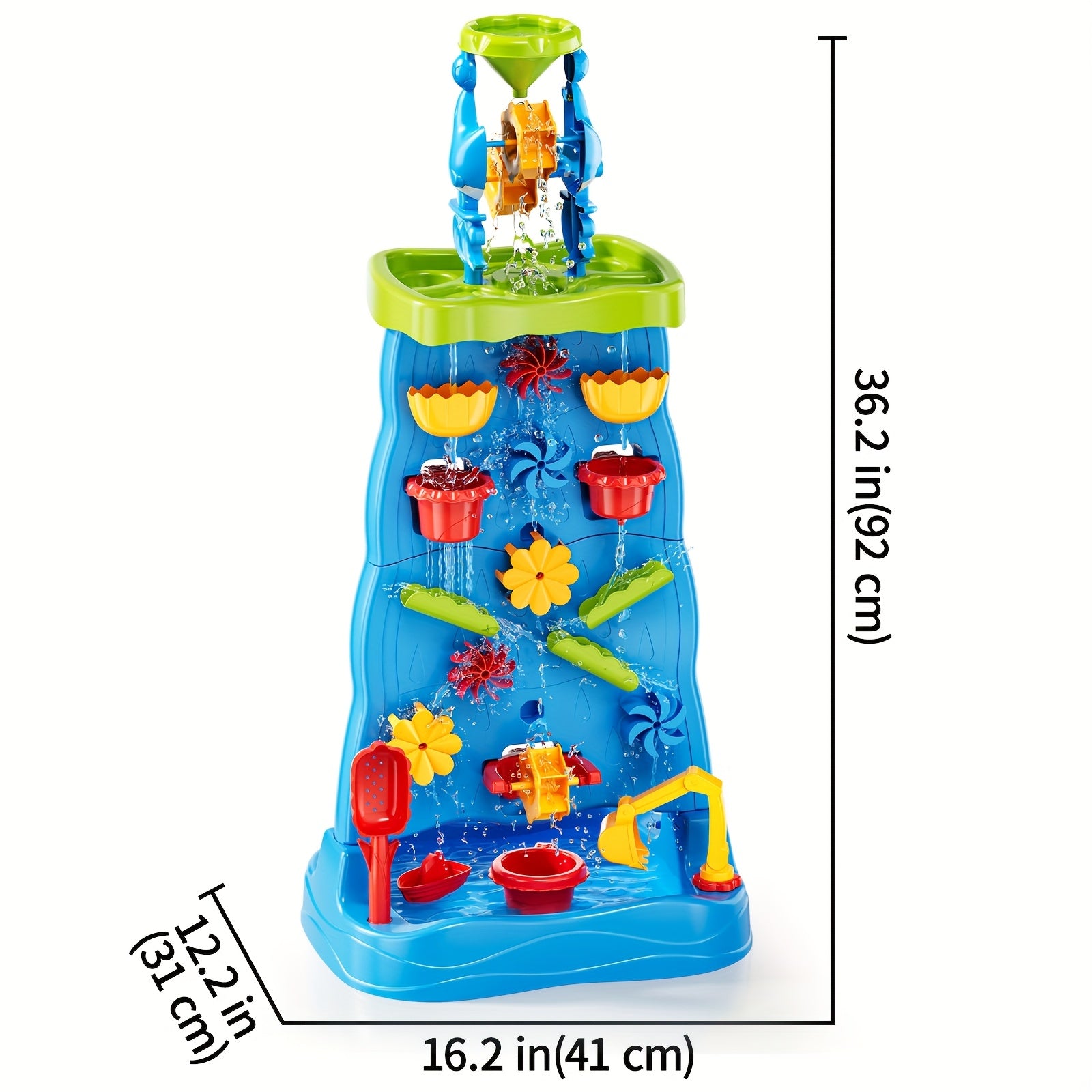Babyhome Double-Sided Blue Waterfall Toys with Beach And Water Tools for Kids. Summer Holiday Activity Sensory Play Table for Outdoor Seaside, Birthday Christmas Easter Gift