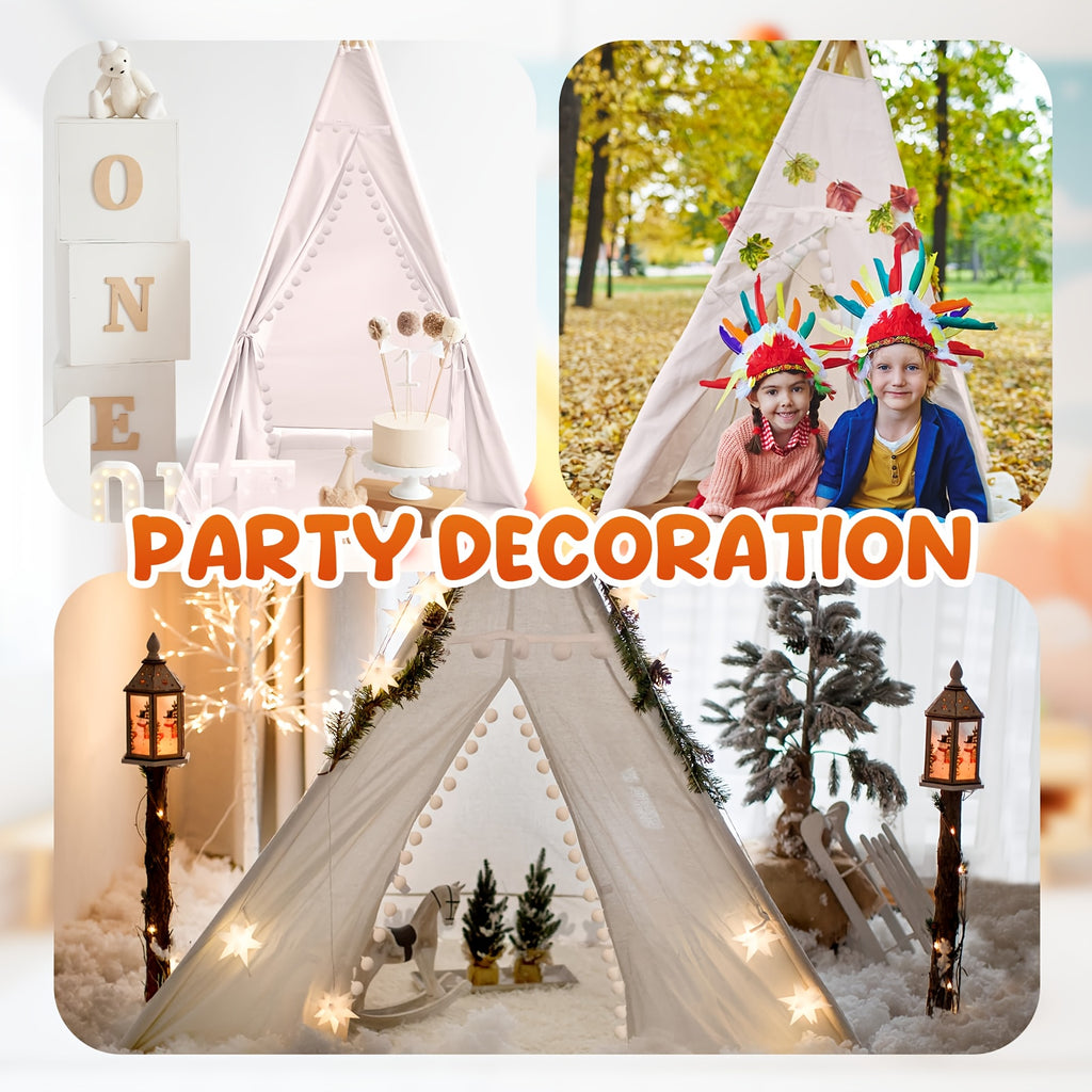 Teepee Tent, Indoor/Outdoor Play Tent Suitable for Nordic Conical Family Princess Small House, Washable Tent for Birthdays And Holidays, Christmas And Halloween (Without Padding)