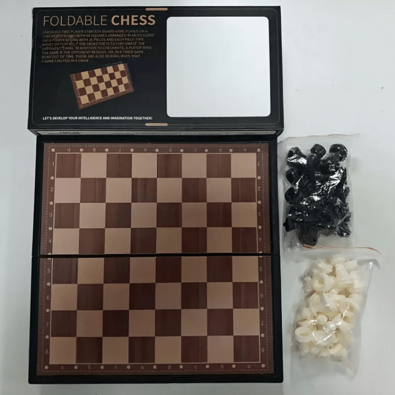 Professional Folding Chess Set - 33pcs Set (Including 16 Black Pieces, 16 White Pieces And 1 Chessboard) - Premium Gift Box, Travel-Friendly Portable Tabletop Game, an Essential Set for Chess Enthusiasts