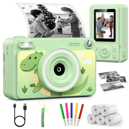 Kids Instant Print Camera - 1080P HD, 5 Rolls Paper And 32GB Card, Ideal Gift for Boys And Girls Age 3-14
