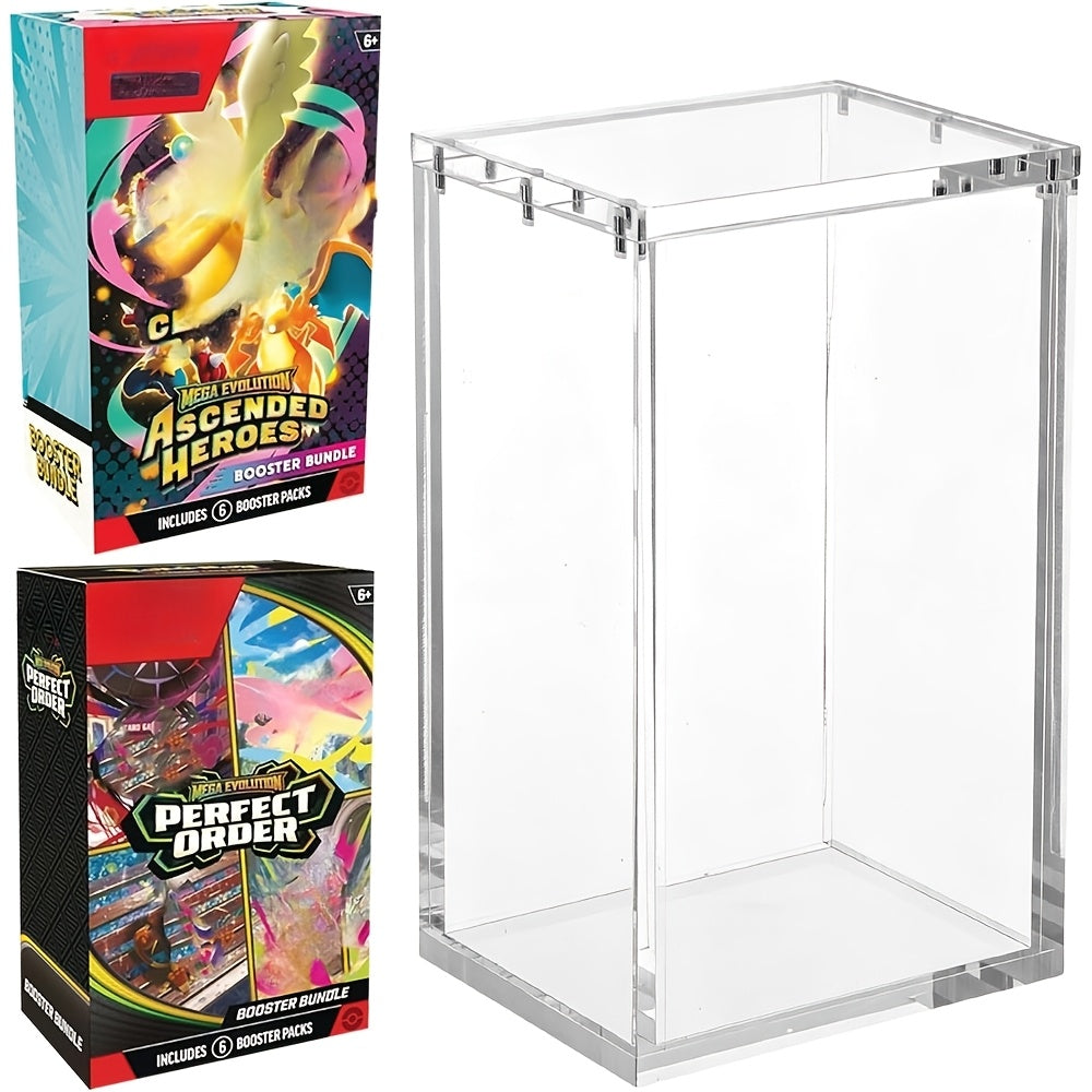 ETB Acrylic Case, 6Mm X 6Mm X 3Mm Thick Clear Acrylic ETB Display Box with Magnetic Lid - ETB Protector Case for Collectors, UV Resistant, Stackable Design