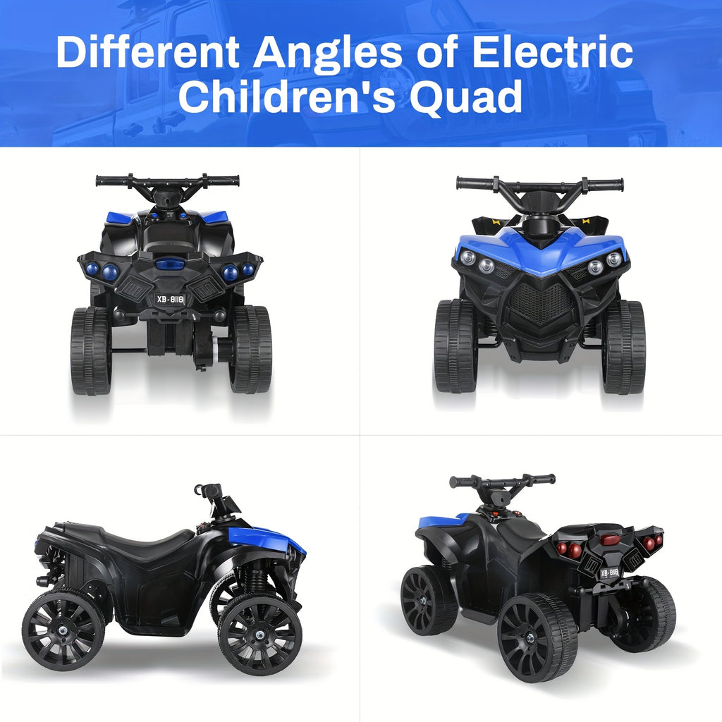 Kids Electric Quad ATV with Headlights & Pedal Accelerator - Sturdy PP Construction, All-Terrain Anti-Slip Tires, 55 lbs Weight Capacity, - Ride-On for Boys & Girls (/Red//Black) - Ideal Birthday/Christmas/Halloween Gift, 1.86 MPH Speed, Design with