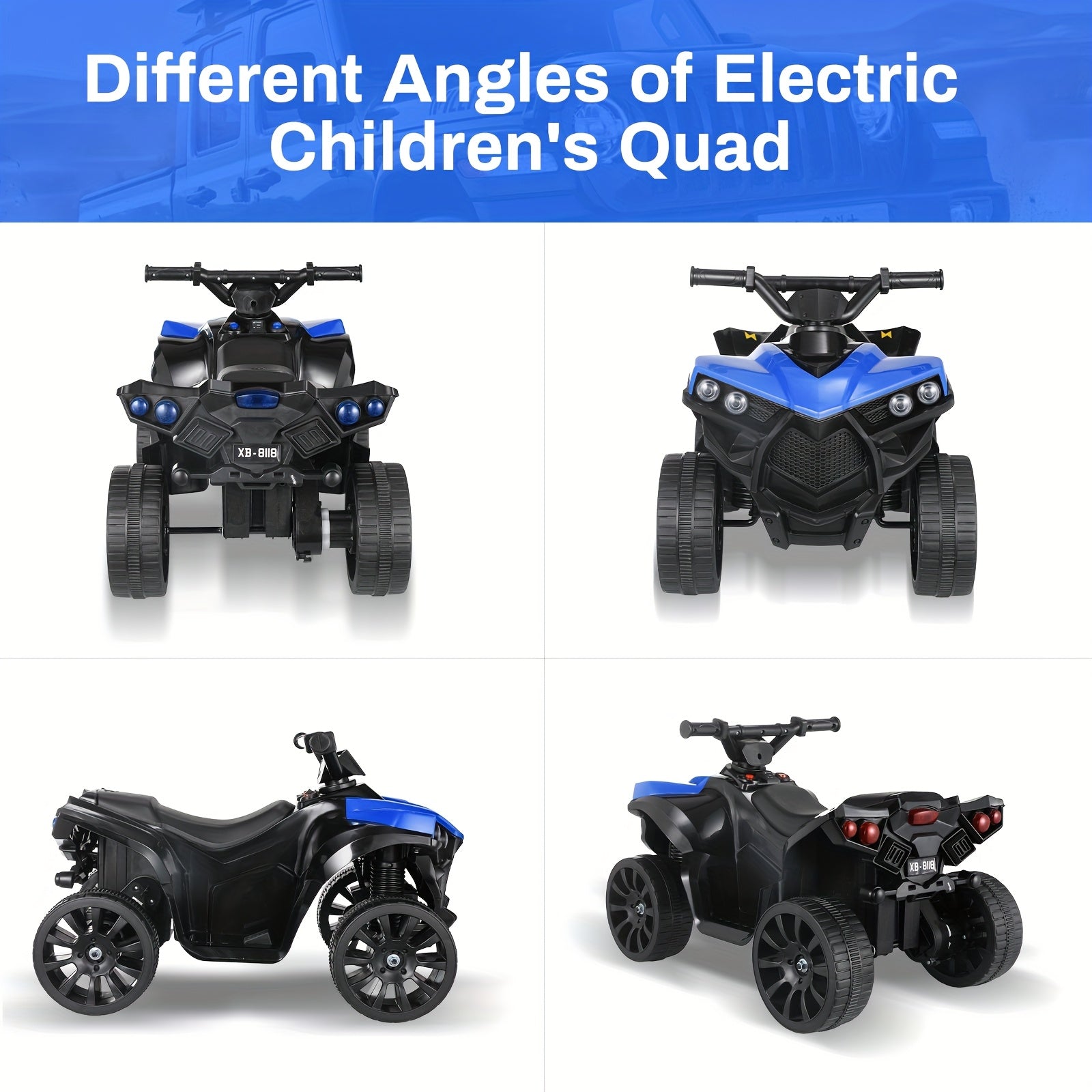 Kids Electric Quad ATV with Headlights & Pedal Accelerator - Sturdy PP Construction, All-Terrain Anti-Slip Tires, 55 lbs Weight Capacity, - Ride-On for Boys & Girls (/Red//Black) - Ideal Birthday/Christmas/Halloween Gift, 1.86 MPH Speed, Design with