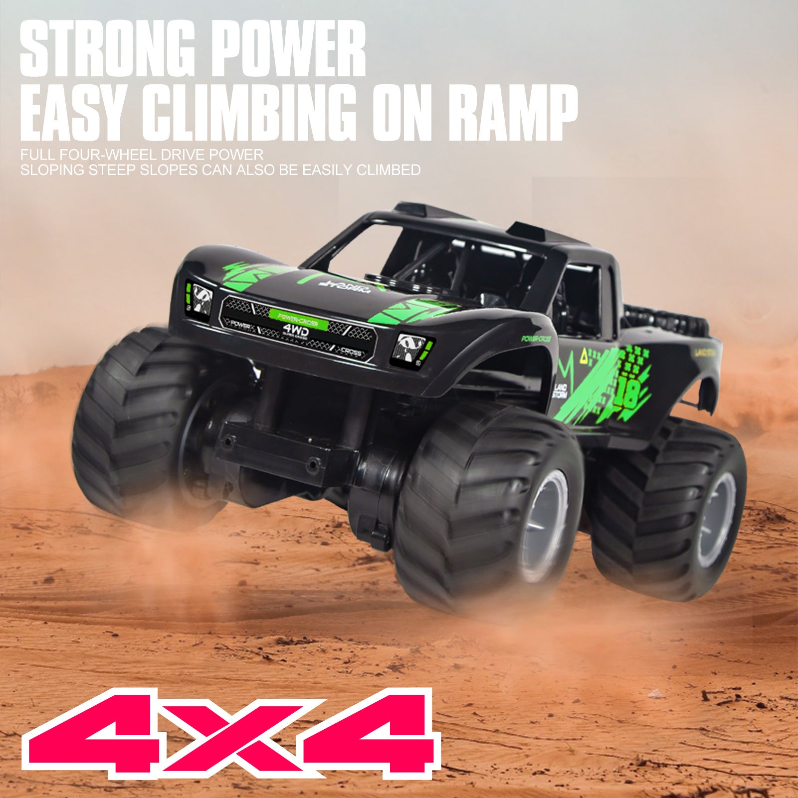 RC Trucks 4x4 Offroad Waterproof 1:16 Amphibious Remote Control Car with 2 Rechargeable Battery 4WD All Terrain Monster Truck RC Car for Boys 4-7 gift present