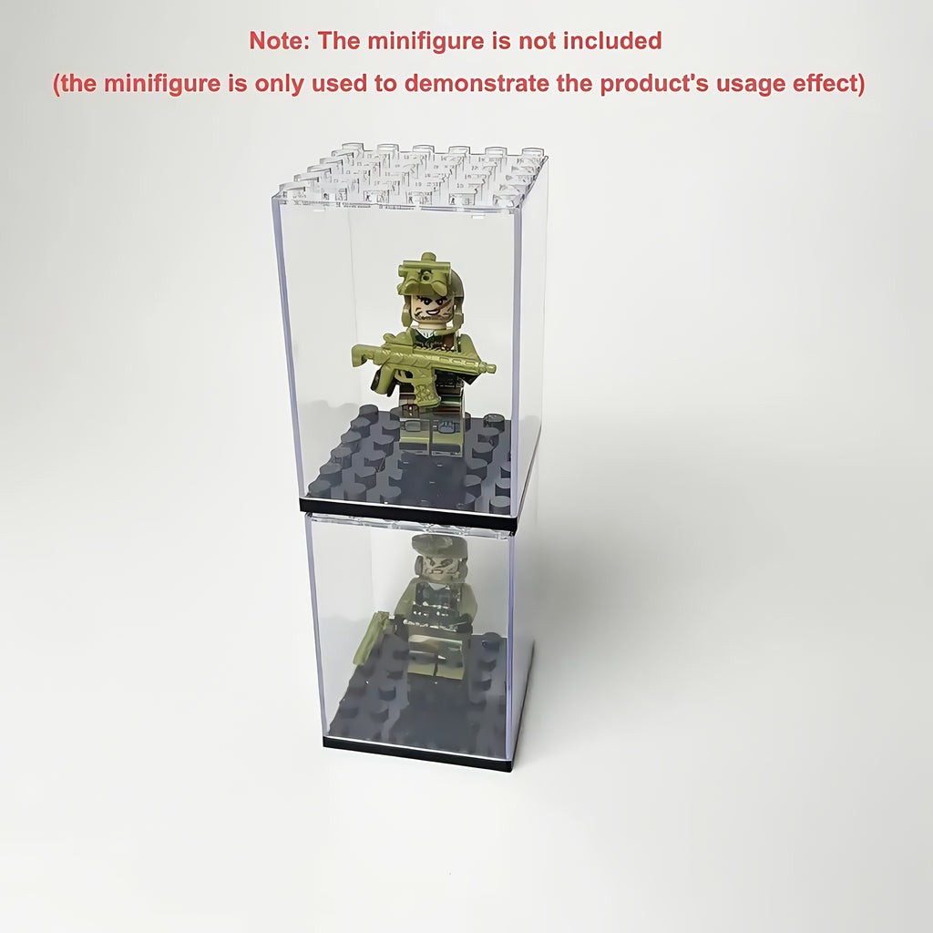20pcs Minifigure Display Case Set - Clear Acrylic Stackable Storage Boxes for Action Figures, Collectibles & Building Blocks (2.7×1.9×1.9 Inch) - Small Toy Organizer with Dustproof Design