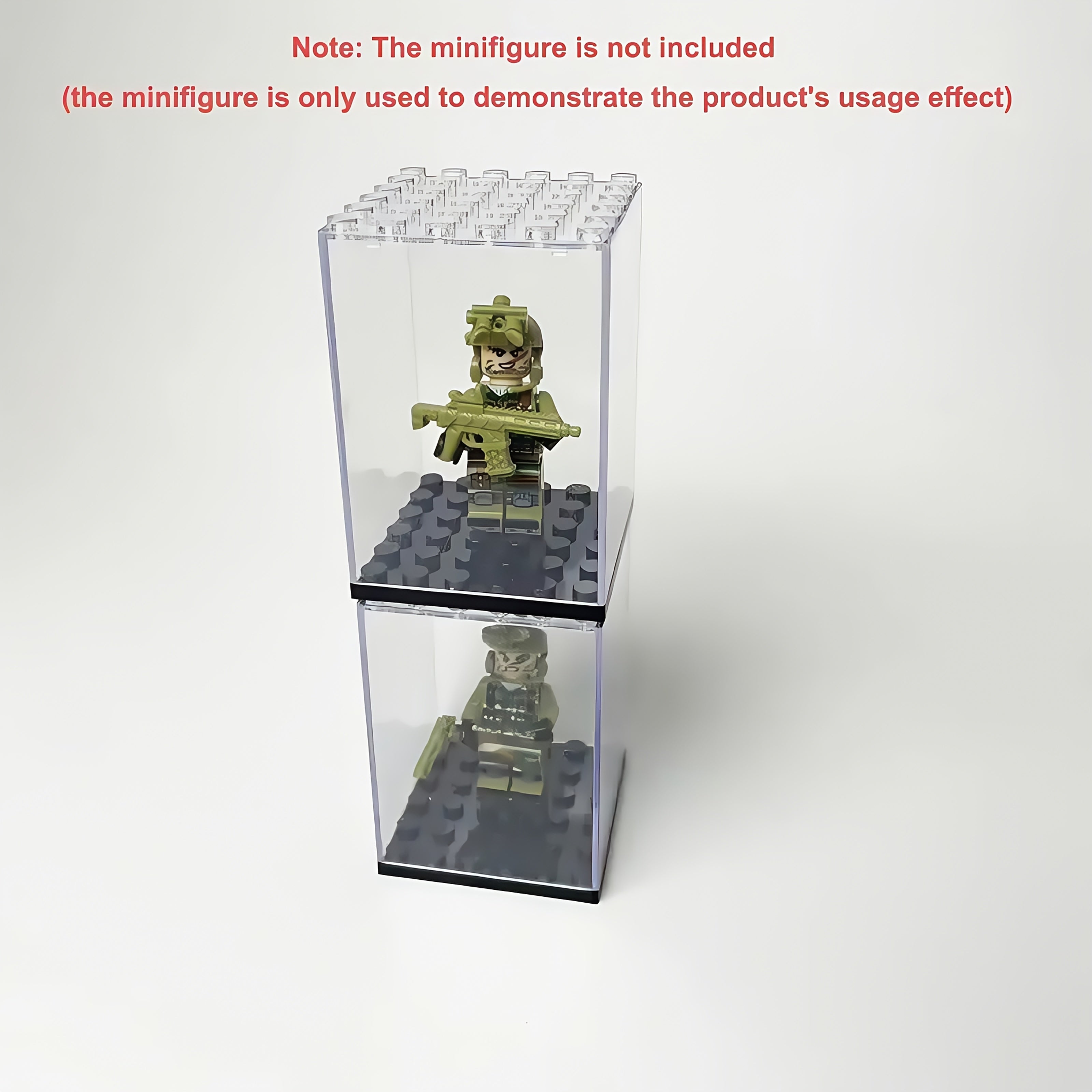 20pcs Minifigure Display Case Set - Clear Acrylic Stackable Storage Boxes for Action Figures, Collectibles & Building Blocks (2.7×1.9×1.9 Inch) - Small Toy Organizer with Dustproof Design