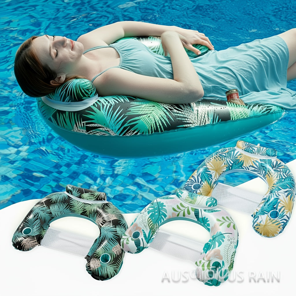 Premium Inflatable Pool Lounge Chair for Adults - Heavy Duty PVC Float with 2 Secure Cup Holders & Ergonomic Support, 2025 Leak-Proof Design, Inflatable Pool Accessorie, Inflatable Pool Toy, Inflatable For Pool, Floatie For Pool
