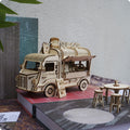 3D Puzzle Fast Food Truck Set - Innovative Basswood Model Building Toy, Yellow - Ideal for Christmas And for Halloween Presents, Suitable for Halloween