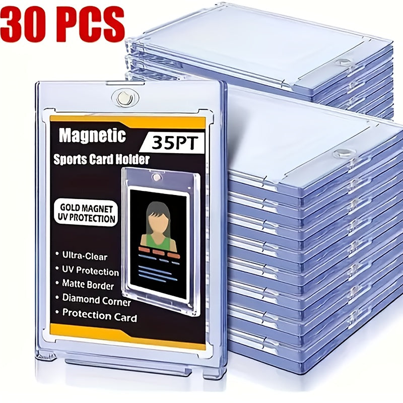 30/60pcs Magnetic Trading Sports Card Holder 30pt Magnetic Trading Card Protector for Baseball Sports Trading Game Work Cards Storage And Display Magnetic Trading Card Holder