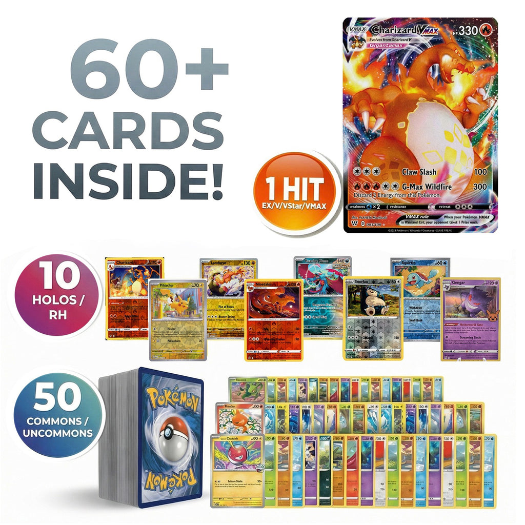 Pokémon Ultra Rare Contender Bundle | 60+ Pokémon Cards | 1 Double or Ultra Rare Hits | 10 Holos/Rares Included | Perfect Gift for Collectors of all Ages & Kids