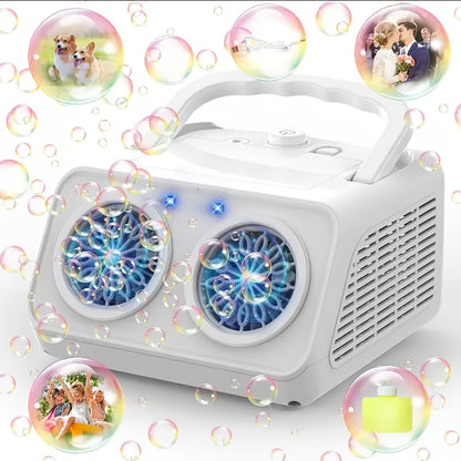 Electric Bubble Maker for Kids, Producing Over 20, 000 Bubbles Per Minute with Dual Fans, Includes 10X Bubble Solution, Ideal for Outdoor Play