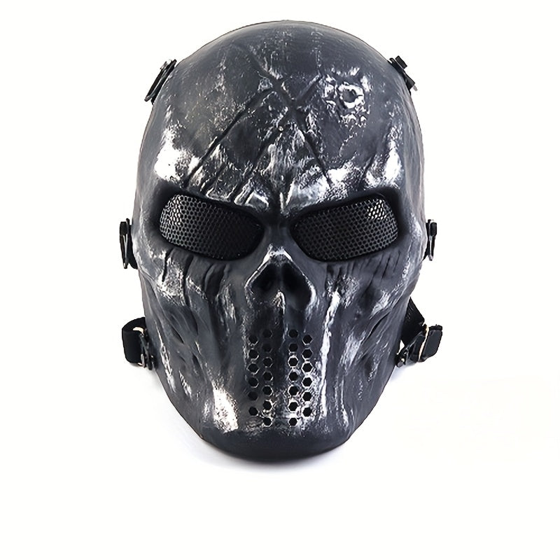 [Halloween Costume] Halloween Skeleton Mask - Black And White Camouflage Design for Ages 18+ Durable Polyester Outdoor Cycling, Suitable for Parties, Cosplay, Themed Events, And Role-Playing Accessories Skeleton-Shaped Mask | Halloween Costume