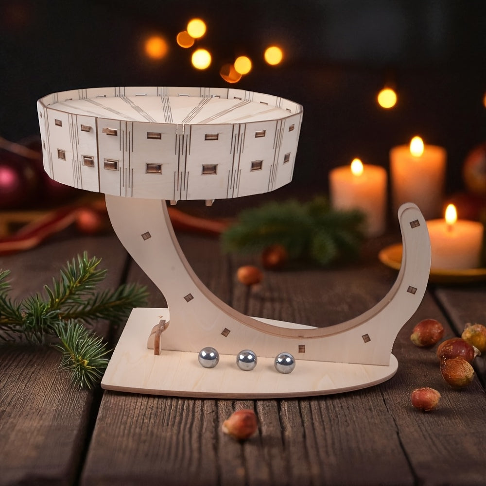 3D Wooden Perpetual Motion Puzzle - Mechanical Model Kit with Metal Balls, Brain Teaser Educational Toy for Adults, Unique Gift for Birthday And Christmas