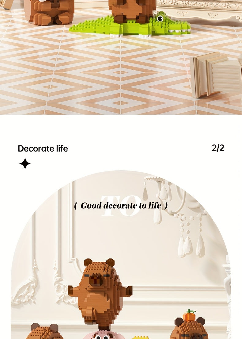 Easter, Easter Gifts, 562+pcs Collector's Edition Capybara Micro Particles Building Blocks, Eternal DIY Home Desk Decor, Suitable for Boys And Girls, Miniature Building Blocks, Assembly Set, Stress-relieving Toy, Children's Festival Gift