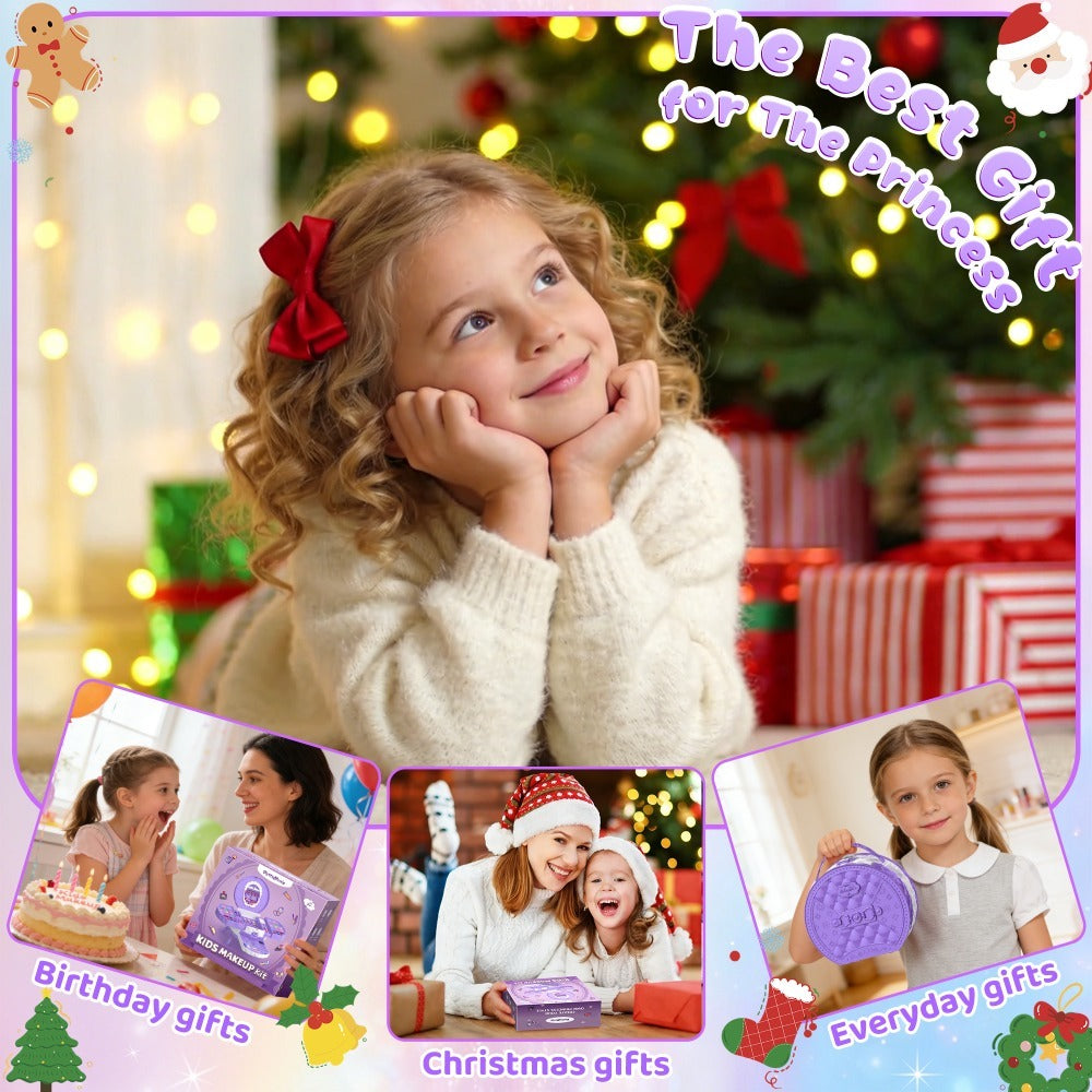 Girls' Makeup Set, Including Dressing Table and Mirror, Princess Gift, Toy, Birthday, Christmas and Halloween Gift, Suitable for Children Aged 3-12.