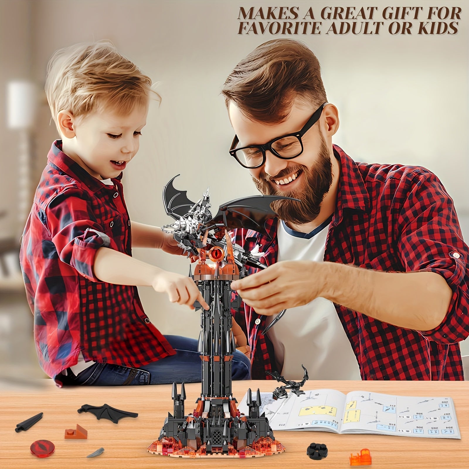 Black Dragon Guardian Tower Dragon Castle Building Assembly Model Halloween Gift Dark Black Magic Tower