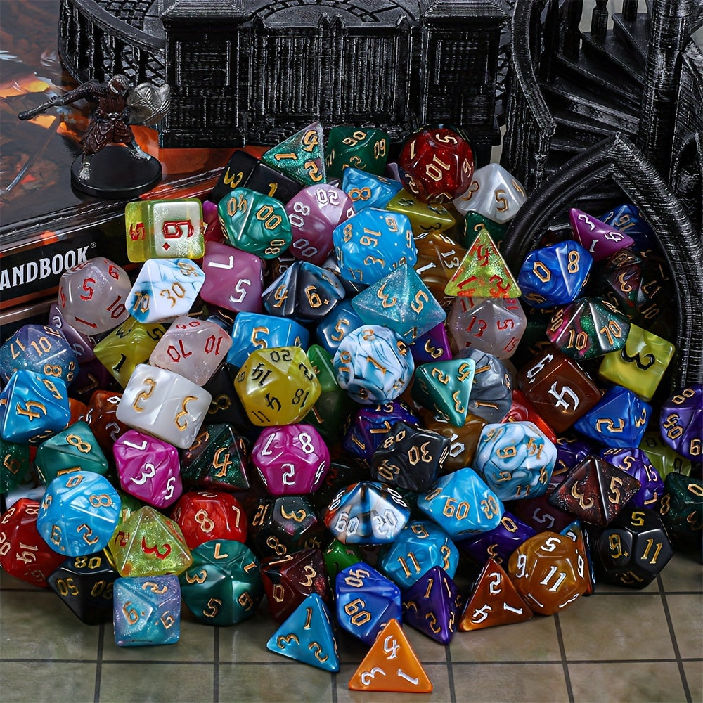 182pcs CiaraQ DND Dice Set Compatible for D&D RPG MTG - Complete Polyhedral Dice with Large Flannel Bag, D20 D12 D10 D8 D6 D4, Tabletop Game Dice Gift for Gamemasters, Great for Christmas & RPG Tabletop Games (182pcs)