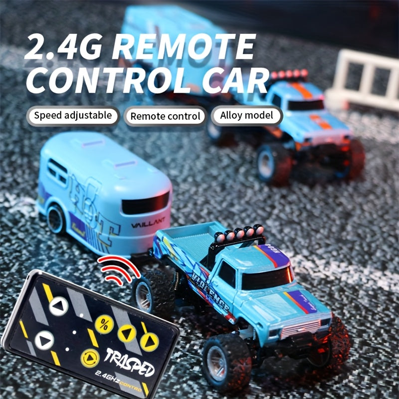 1:64mini RC Truck, Scale Remote-controlled Alloy Toy, 2.4GHz Off-Road Alloy Truck, Monster Off-road Pickup Truck For Boys, Tabletop Decoration, Birthday Gift, Christmas Gift, New Year Gift, With Body Lights And Headlights.Rock Crawler Toy