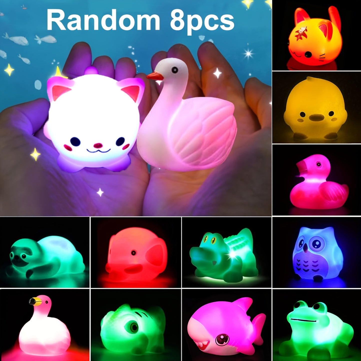 2/4/6/8/12pcs Light-Up Floating Dinosaur Bath Toys Set for Kids Child Nephew In Birthday Christmas Easter, Great Bathtub Shower Pool Bath Toy for Children Preschool Random Color