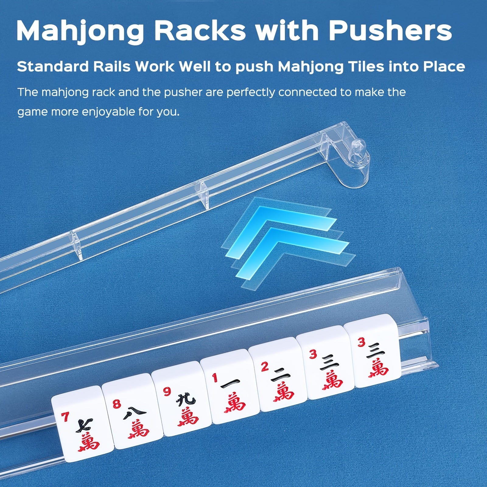 Mahjong All in 1 Tile Rack And Pusher with Bag, Clear Acrylic Mahjong Set, Modern American Mahjong, 4pcs/Set, Built in Pushers, Transparent