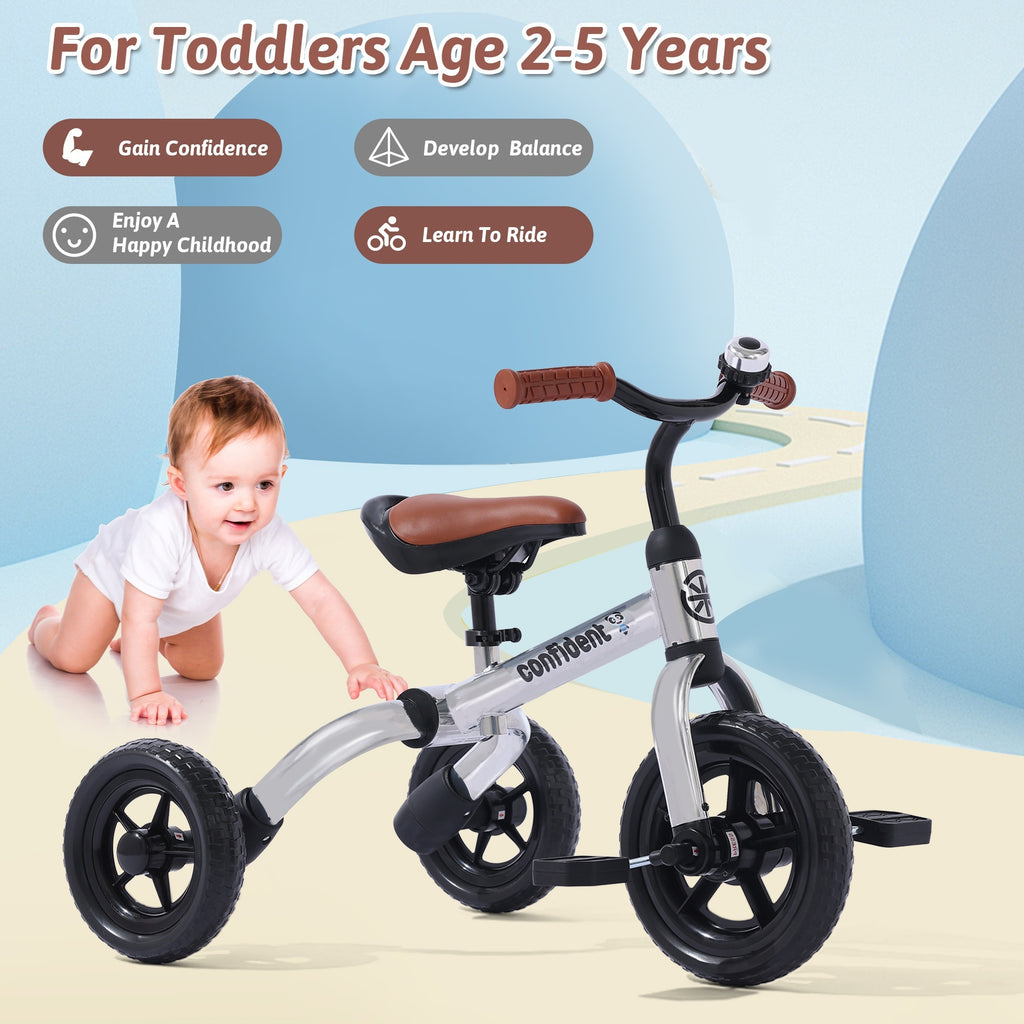 3in 1 Tricycle for Toddlers Age 2+ Years Old Boys Girls with Detachable Pedal And Training Wheels, Baby Balance Bike Trikes Riding Toys, Ride-on Bike Toys Bike Birthday Gift for Outdoor And Indoor