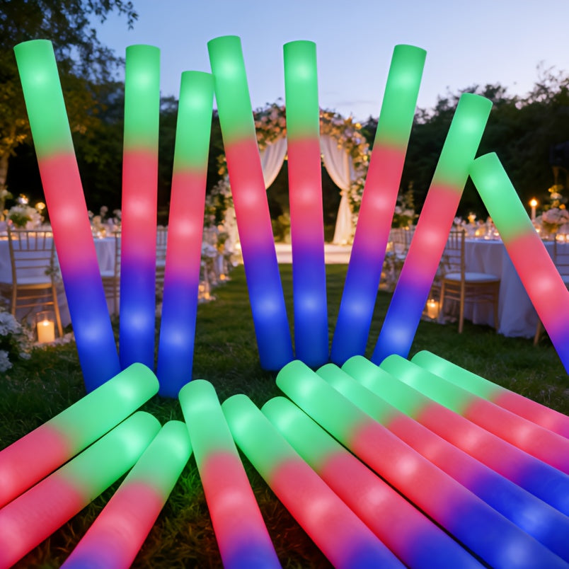 27/30 LED Foam Glow Sticks, Multi-color Flashing, Party Light-up Supplies, Suitable for Weddings, Birthdays, Graduation Seasons, Christmas And Other Parties Or Game Activities, Camping Party Outdoor Lighting Glow Sticks