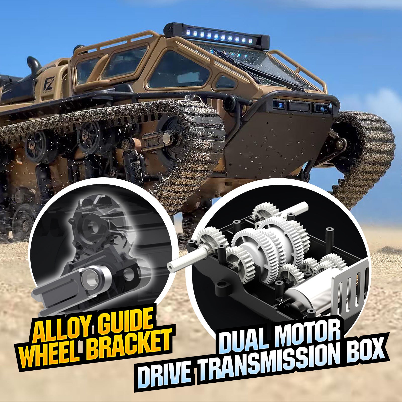 RC Tracked Tank With Full-Proportional Remote Control Car Powerful Offroad For All Terrains With Led Lights And Alloy Door Open Model Military War Car Vehicle Gift For Kids With 2 Batteries