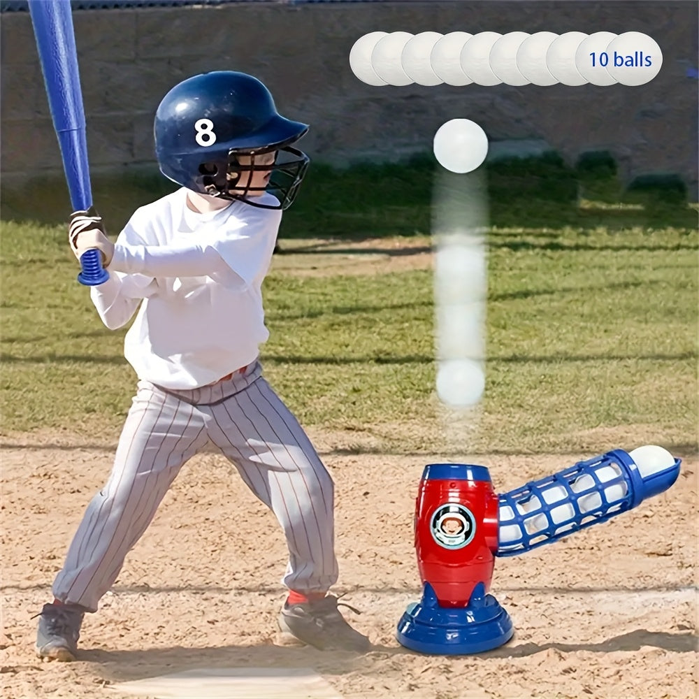 [Birthday Christmas Gifts] Fully Automatic Children's Baseball Machine, Plastic Baseball Toy Set, Including 10 Balls, Baseball Sports Training Equipment, Perfect Choice for Birthday And Christmas Gifts