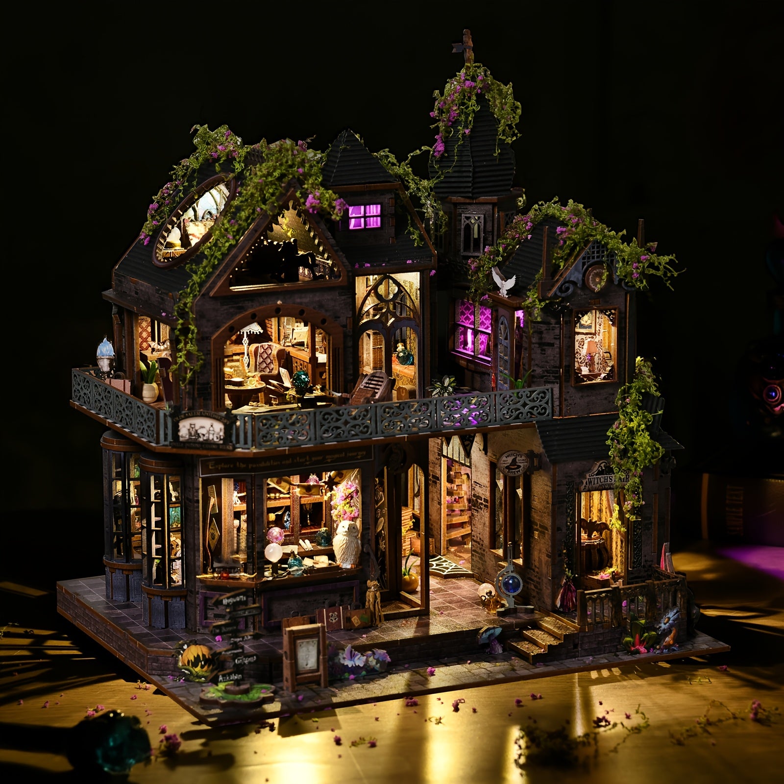 3D Puzzle, 3D Model, Magic Castle Model Decoration Style Assembly Kit, Owl, Magic Hat, Flowers, Home Decoration, Bookshelf Decoration, Ideal Birthday Gift, Thanksgiving, Valentine'S Day, Halloween, Christmas Gift