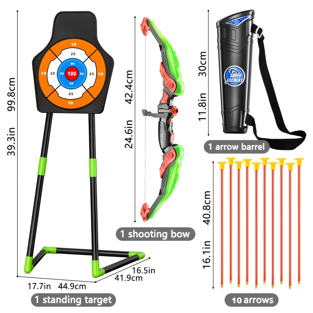 BABY HOME Bow and Arrow Archery Set with 10 Suction Cup Arrows for Ages 3+, Quivers & Standing Target, Outdoor Toys, Christmas Birthday Holiday Gift Toy