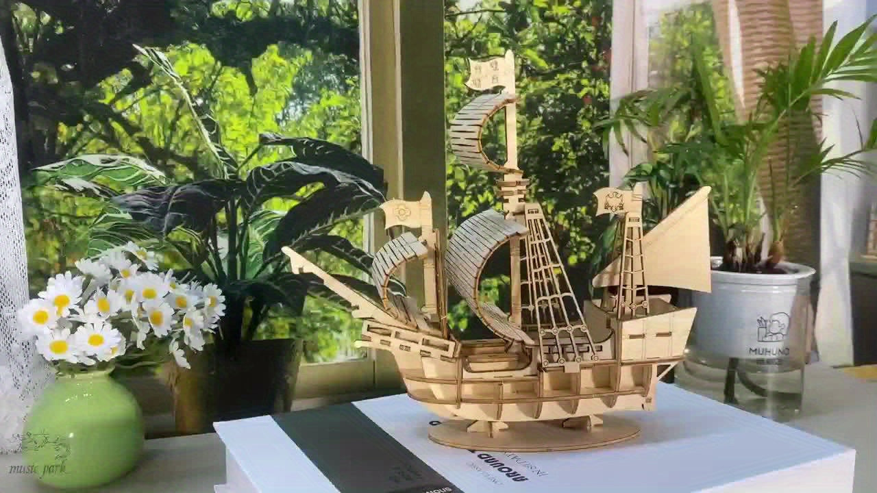 3D Wooden Puzzles Ocean Sailboat Model Kits Brainteaser Christmas/Birthday Gifts for Adults And Teens Handmade