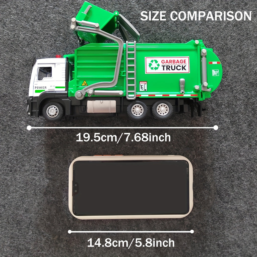 [4 Trash Bins Garbage Truck Model] Toy Garbage Truck with Sound&Light, Cleaning, Garbage Sorting Bin, Sanitation And Cleaning Engineering Car Model Toys Gifs for Boys&Girls
