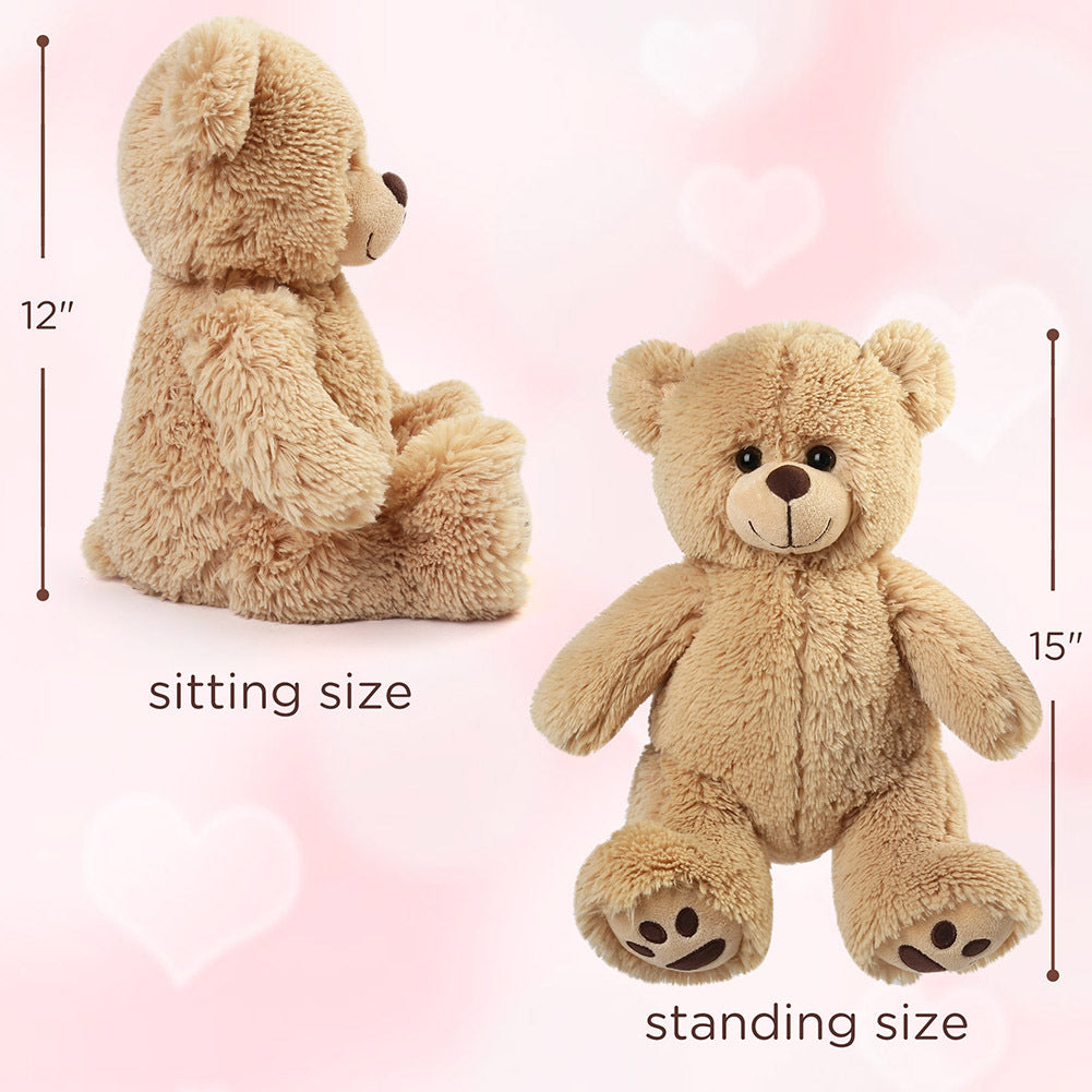 Teddy Bear Stuffed Animals, 15 inch Brown Teddy Bear Plush Toy, Cute Hugging Gift for Kids on Christmas Valentine's Day, Easter Decoration,Birthday Gifts