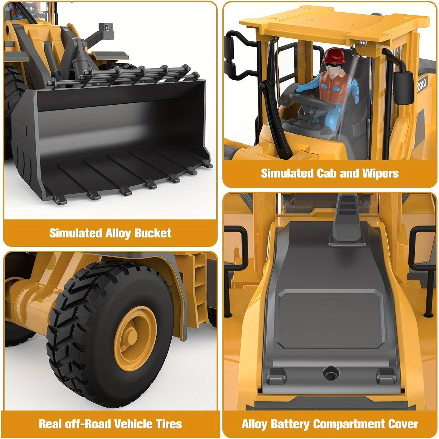 2.4 Ghz Wheel Loader Game-9 Channels Building Game with Realistic Lights and Sounds, 1:20 Scale for Children 6 Years and Older