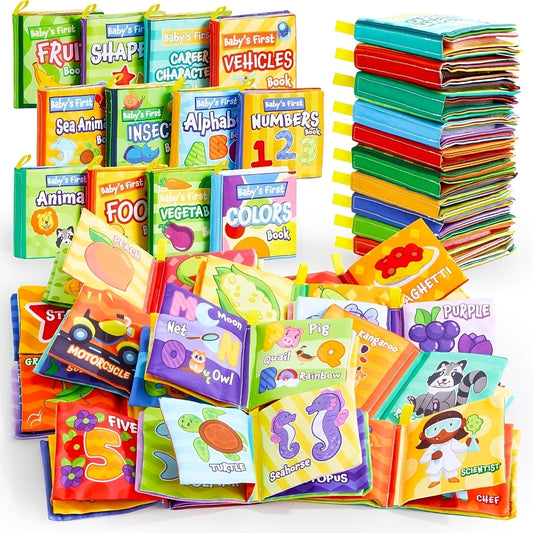 12pcs Bath Books, Nontoxic Fabric Soft Crinkly Cloth Books,, Bathtub Pool And First Toys for Infant Newborn Baby Toddlers Kids Birthday Gifts, Perfect Christmas Gifts