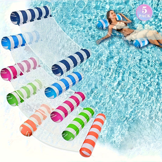 5 Pack Upgrated XL Water Pool Floats, 4-in-1 (Hammock, Saddle, Lounge Chair, Drifter) Multi-Purpose Water Pool Float, Non-Stick PVC Material