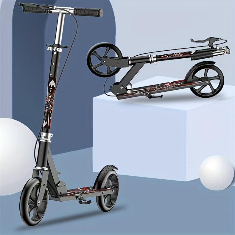 2026 Double Brake Foldable Adjustable Height (4 Gears) Lightweight Maximum Load Capacity Of 220LB 2-wheel Commuting Scooter Adult And Youth Game Day Fan Gear for All Football Fans Halloween Christmas Gift