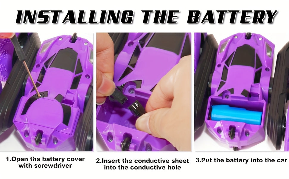 Double-Sided RC Stunt Car for Kids Ages 6+, 2.4GHz 360° Rotating Remote Control Flip Car with Headlights, 1400mAh Rechargeable Battery, Birthday And Christmas Gift