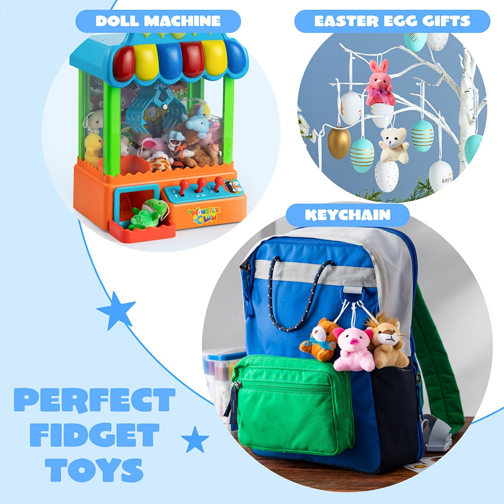 24pcs Stuff Animal Plush Toy Can Be Placed In Easter Eggs For Easter Egg Hunt, Plush Figures, Easter Basket Stuffers Fillers, Toys For Party, Easter Classroom Prize Supplies, Mini Animals, Halloween for party Favors Gifts, for party Decoration