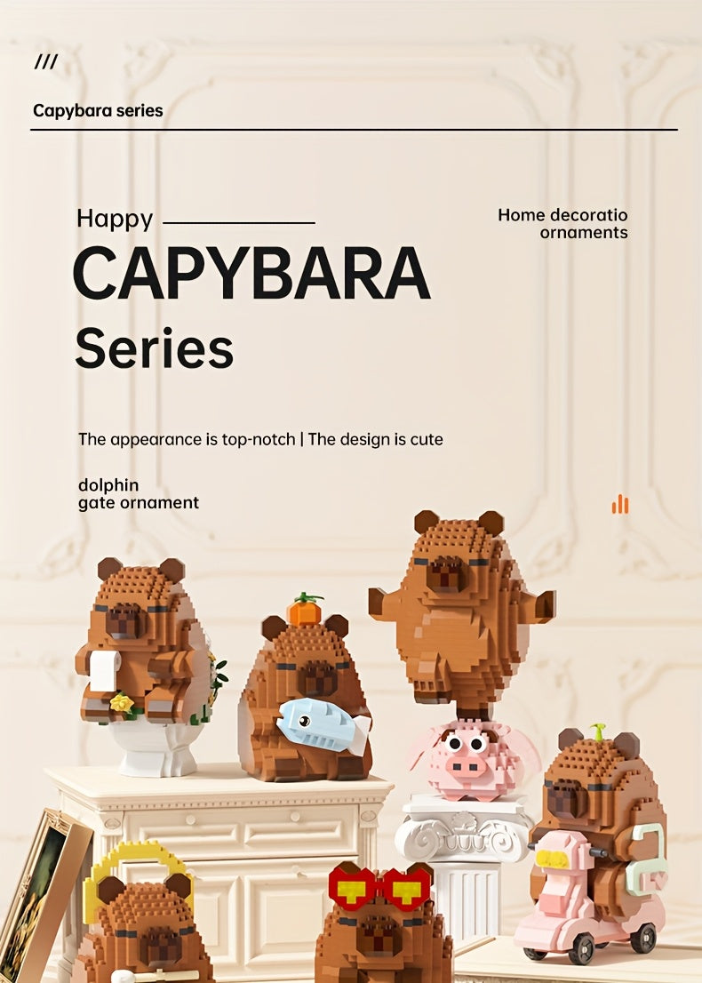 Easter, Easter Gifts, 562+pcs Collector's Edition Capybara Micro Particles Building Blocks, Eternal DIY Home Desk Decor, Suitable for Boys And Girls, Miniature Building Blocks, Assembly Set, Stress-relieving Toy, Children's Festival Gift