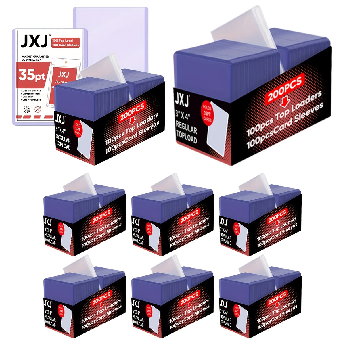 Card Sleeves TopLoad for Cards, 200/400/800/1600pcs 3"X4" Baseball Card Protectors Hard Plastic, Top Load Card Holder for Sports Football Game Cards (A Set Has 200pcs, Including 100 TopLoads + 100 Card Sleeves)