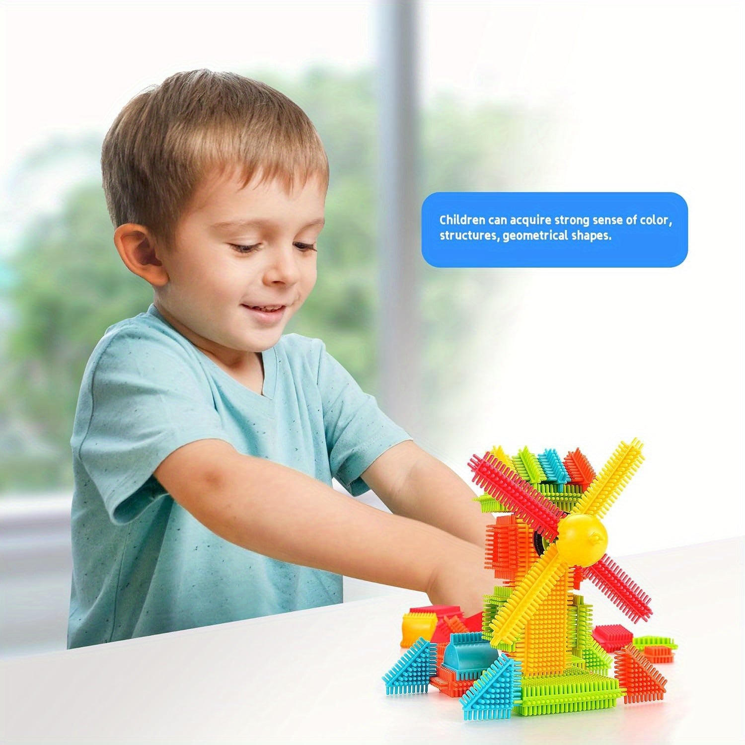 150pcs Hedgehog Building Blocks Tiles Set - Soft Interlocking Bristles Blocks Educational Learning Toys for Preschool Kids - Bristle Shape Building Blocks Toy for Children