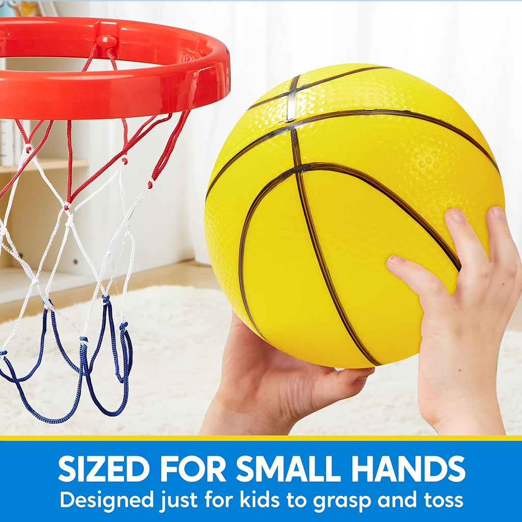Set of 6 Small 5-Inch Rubber Basketballs with a Pump, Perfect for Mini Basketball Hoops And Indoor Pool Games, Ideal Sports Toys for Kids And Great for Easter Basket Fillers