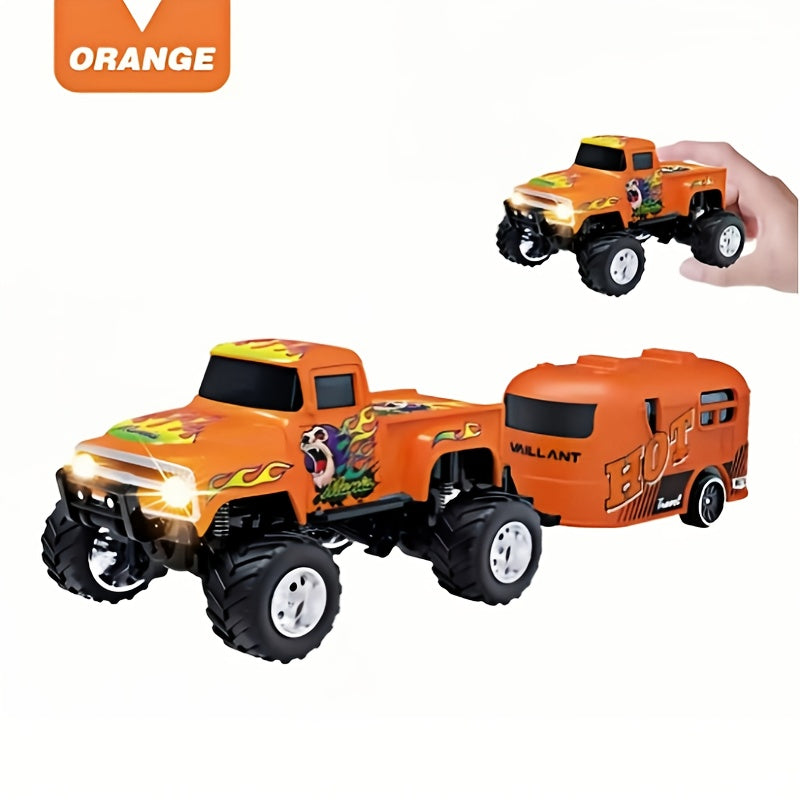 Mini Remote-Controlled Alloy Off-Road Truck, 1:64 Scale Monster Truck Toy, 2.4GHz Wireless, High-Speed Off-Road Crawler, LED Lighting, White Headlights with Red Taillights, Street Graffiti Design Featuring Cool Spray-painted Patterns, Alloy Body