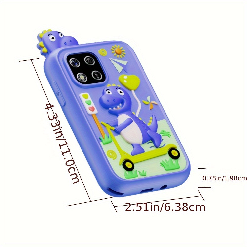 Fun Explorer Phone - 8GB HD Touchscreen Dual Camera Cell Phone With Dinosaur Design, Kids Toy Phone, Educational Travel Toy, Birthday Halloween Christmas Gift For Boys And Girls