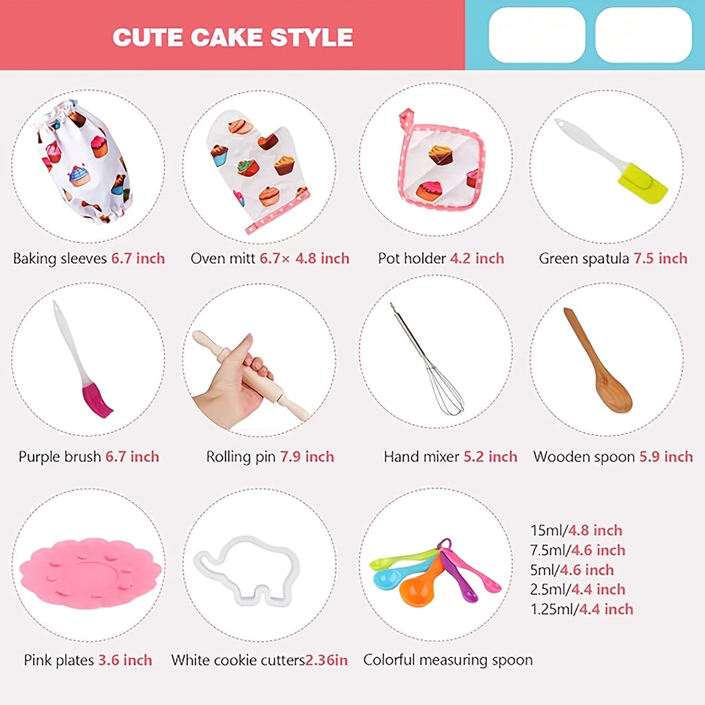 Cute Kids Cooking And Baking Sets, 24pcs Kids Aprons for Girls Kids Chef Hat Apron Dress Up Chef Costume, Little Girl Apron Sets Pretend Gifts for 3 4 5 6 7 8 Years Old Girls