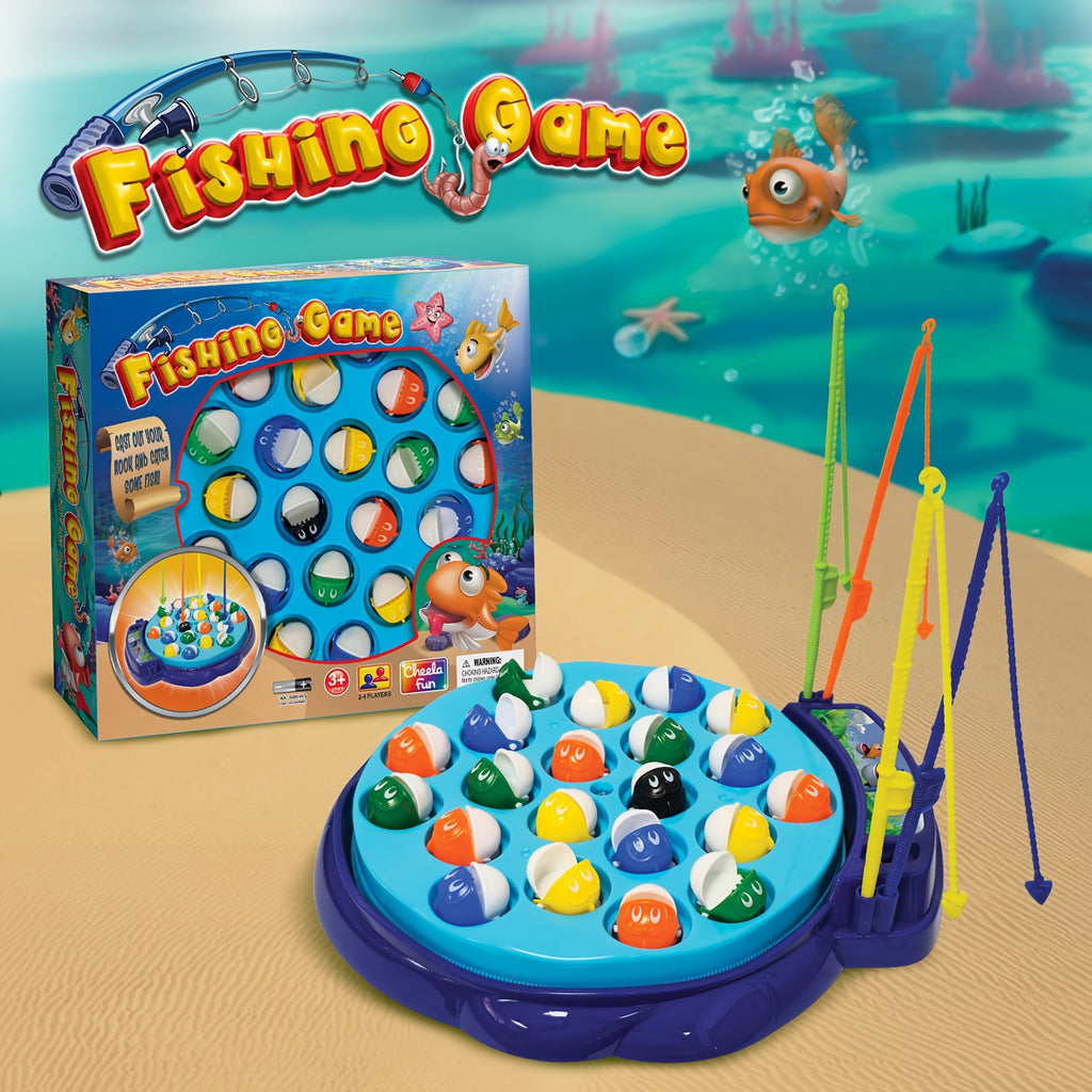 Cheela Fun Fishing Game for Kids, Rotating Fish Board Game, Original Fast-Action Fishing Game. Includes 21 Fish, 4 Fishing Rods. Require 1xAA Battery (not Included). Ideal for Holiday & Birthday Presents.